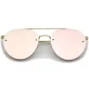 Modern Mirrored Flat Lens Rimless Aviator Sunglasses A825 sold by ZeroUV