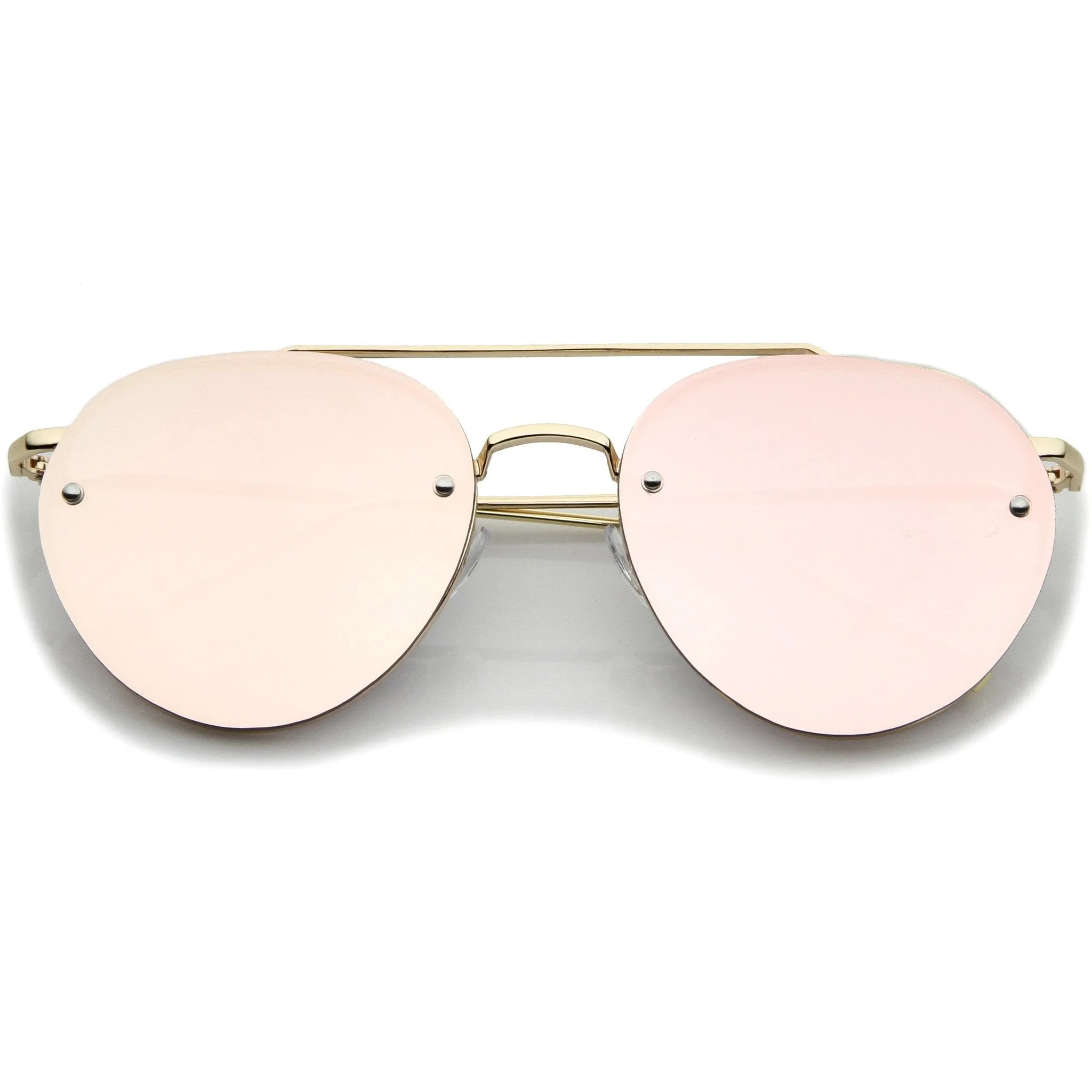Modern Mirrored Flat Lens Rimless Aviator Sunglasses A825 sold by ZeroUV product image thumbnail 5