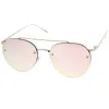Modern Mirrored Flat Lens Rimless Aviator Sunglasses A825 sold by ZeroUV
