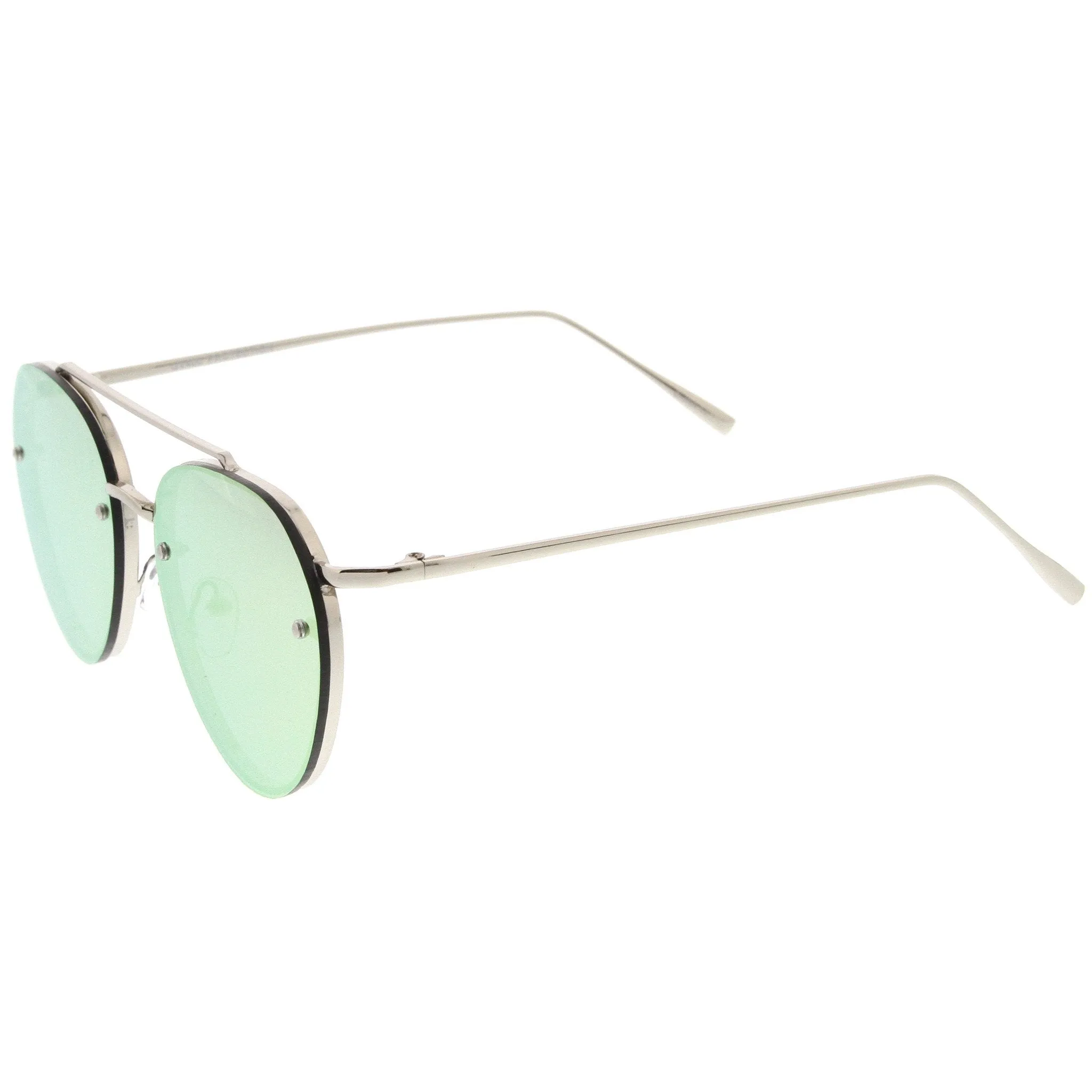 Modern Mirrored Flat Lens Rimless Aviator Sunglasses A825 sold by ZeroUV product image thumbnail 3