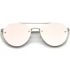 Modern Mirrored Flat Lens Rimless Aviator Sunglasses A825 sold by ZeroUV