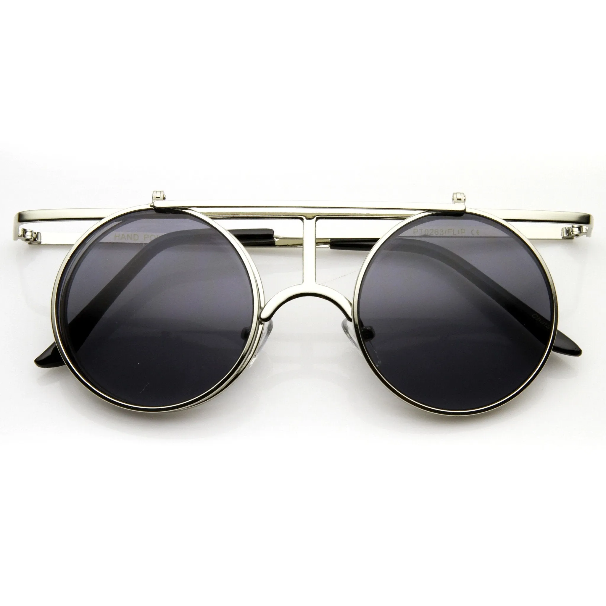 Steampunk Crossbar Flip Up Metal Sunglasses 8972 sold by ZeroUV product image thumbnail 5