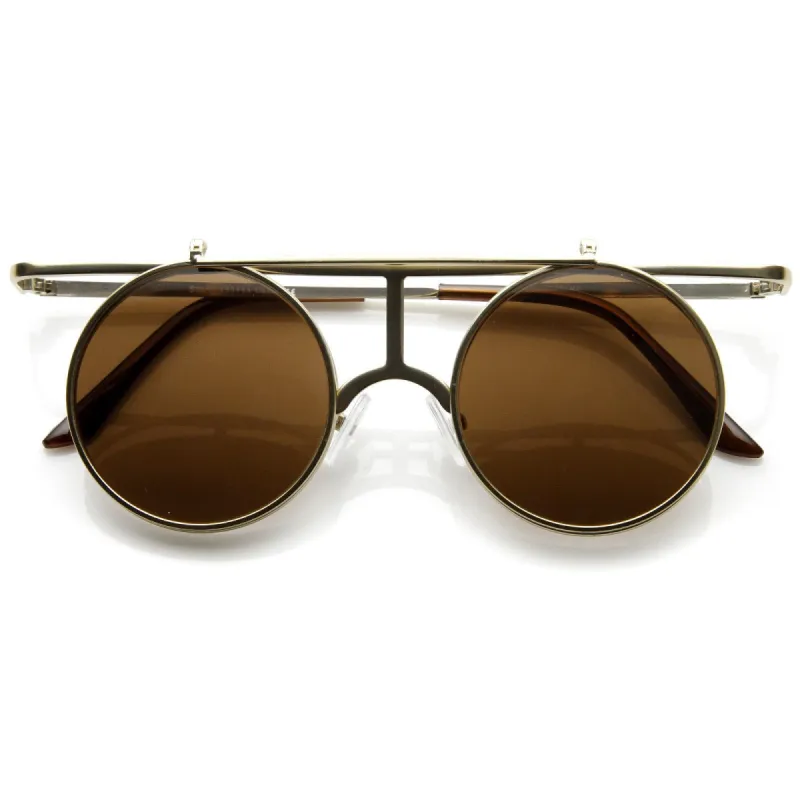 Steampunk  Crossbar Flip Up Metal Sunglasses 8972 sold by ZeroUV