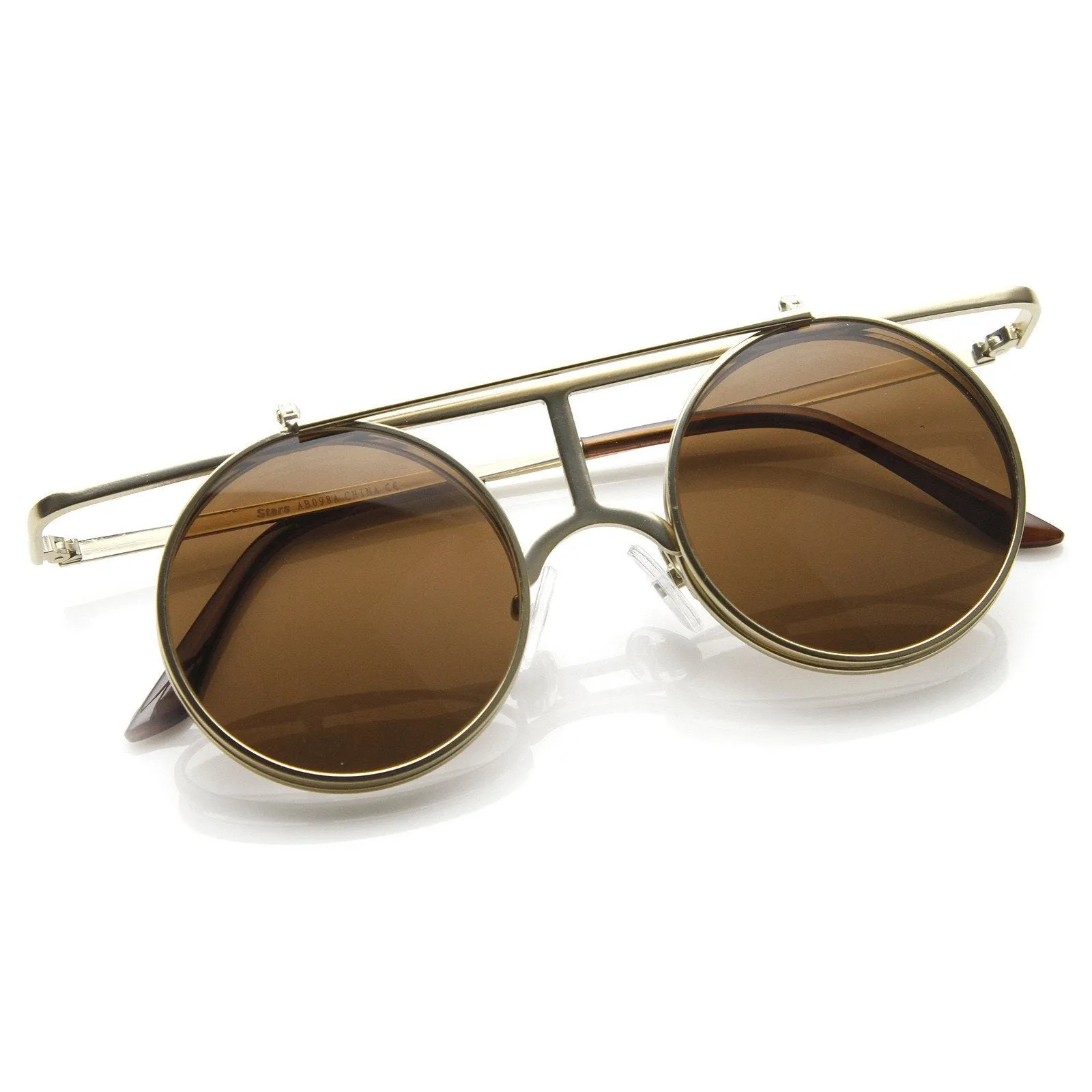 Steampunk Crossbar Flip Up Metal Sunglasses 8972 sold by ZeroUV product image thumbnail 4