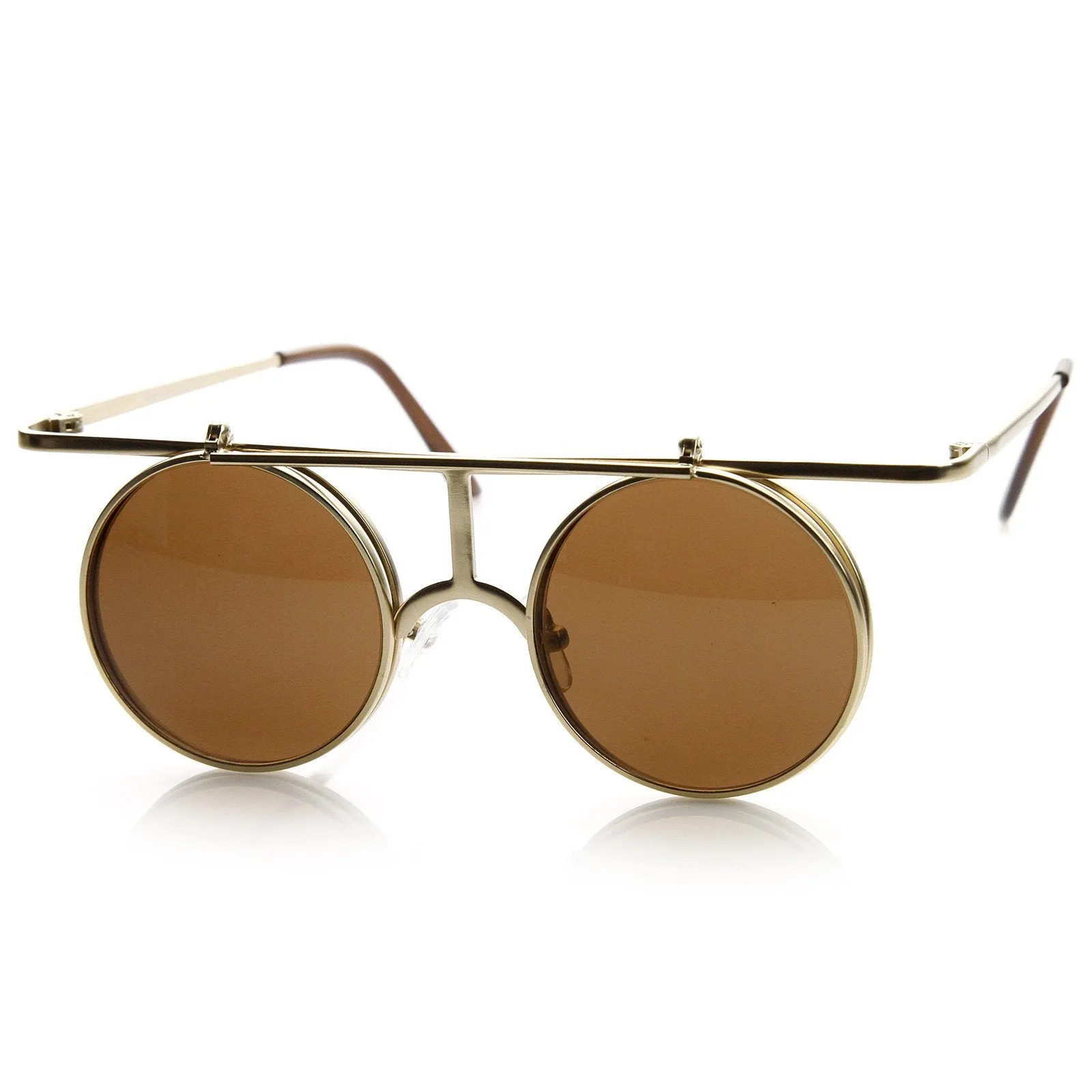 Steampunk Crossbar Flip Up Metal Sunglasses 8972 sold by ZeroUV product image thumbnail 2