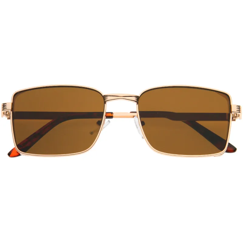 Premier Sleek Metal Side Cover Detail Neutral Square Sunglasses D311 sold by ZeroUV