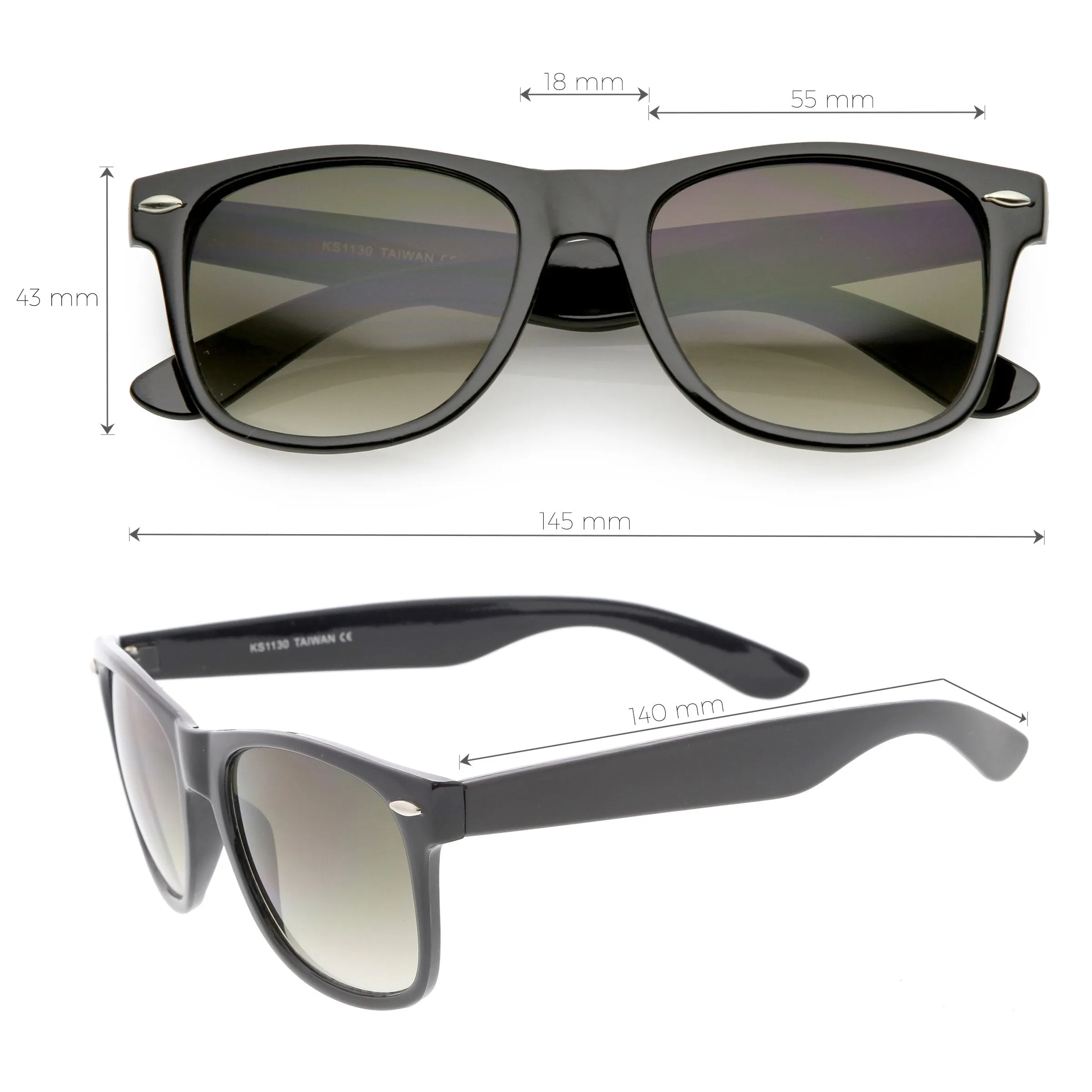Classic Retro Wide Frame Horned Rimmed Sunglasses C766 sold by ZeroUV product image thumbnail 2