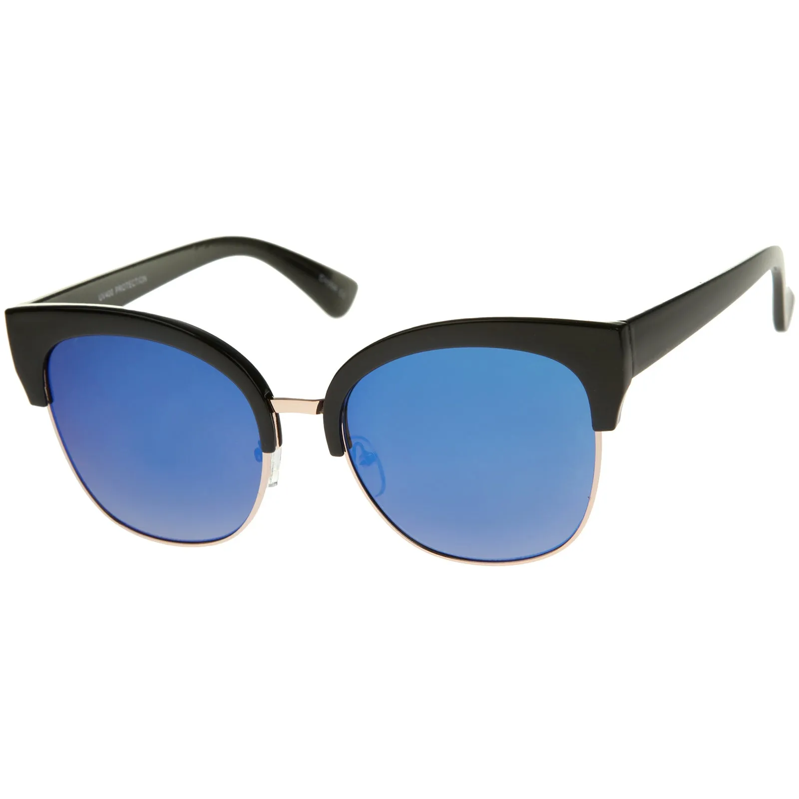 Modern Mirrored Flat Lens Cat Eye Half Frame Sunglasses A325 sold by ZeroUV product image thumbnail 2
