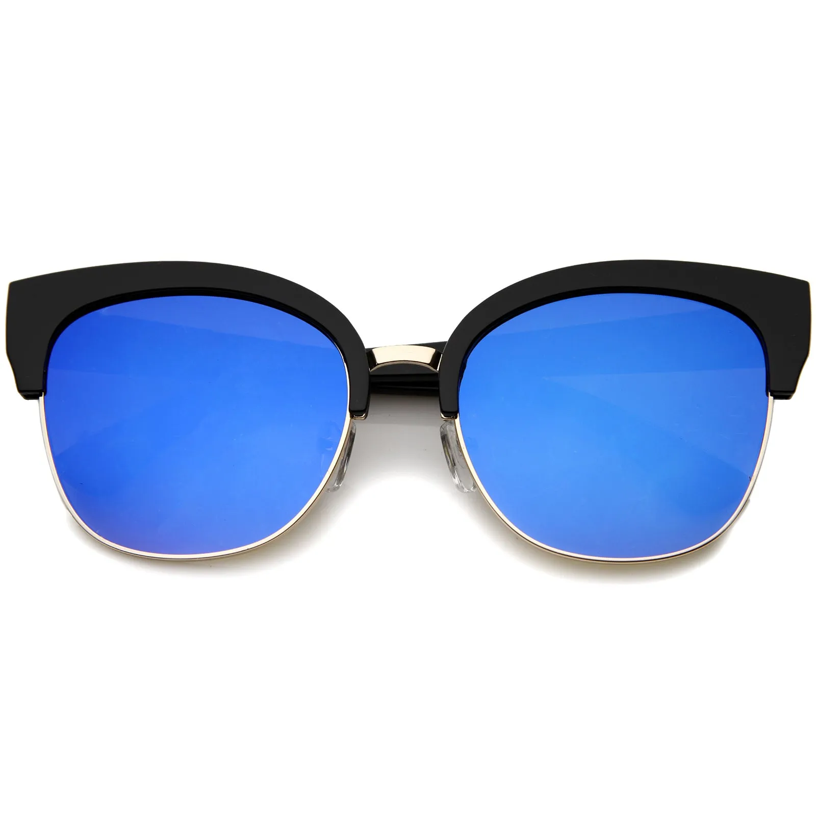 Modern Mirrored Flat Lens Cat Eye Half Frame Sunglasses A325 sold by ZeroUV