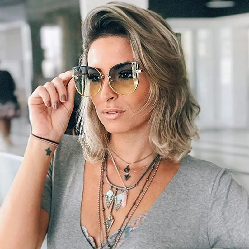 Women's Gradient Floating Flat Lent Cat Eye Sunglasses C069 sold by ZeroUV product image thumbnail 2