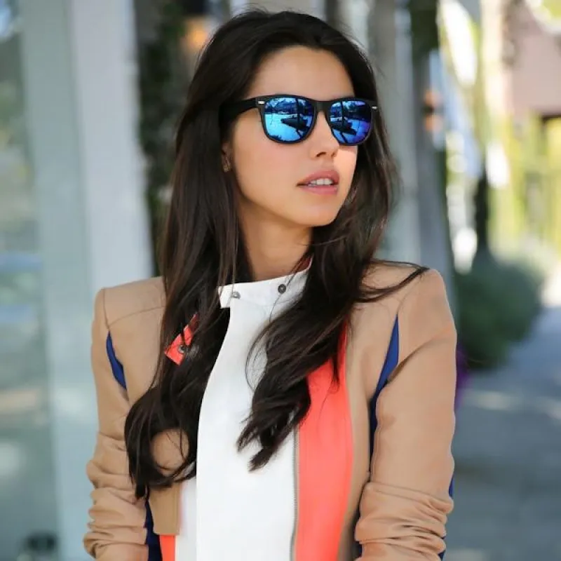Retro Matte Black Flash Mirrored Lens Horned Rim Sunglasses sold by ZeroUV