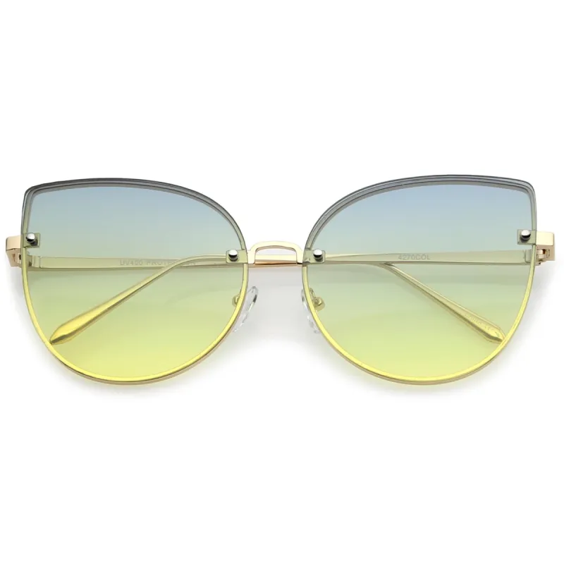 Women's Gradient Floating Flat Lent Cat Eye Sunglasses C069 sold by ZeroUV