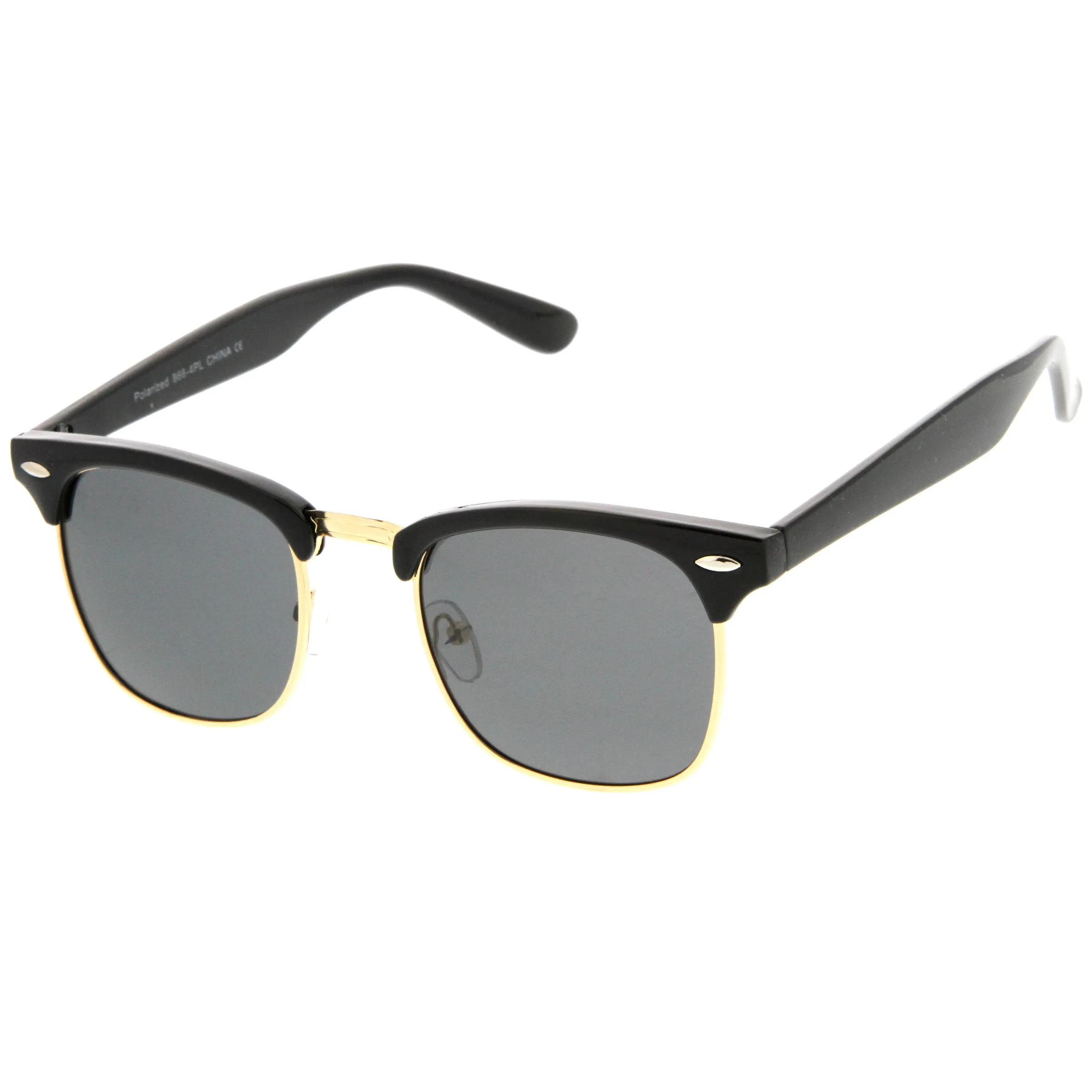Polarized Horn Rimmed Semi Rimless Sunglasses Square Lens C773 sold by ZeroUV product image thumbnail 2