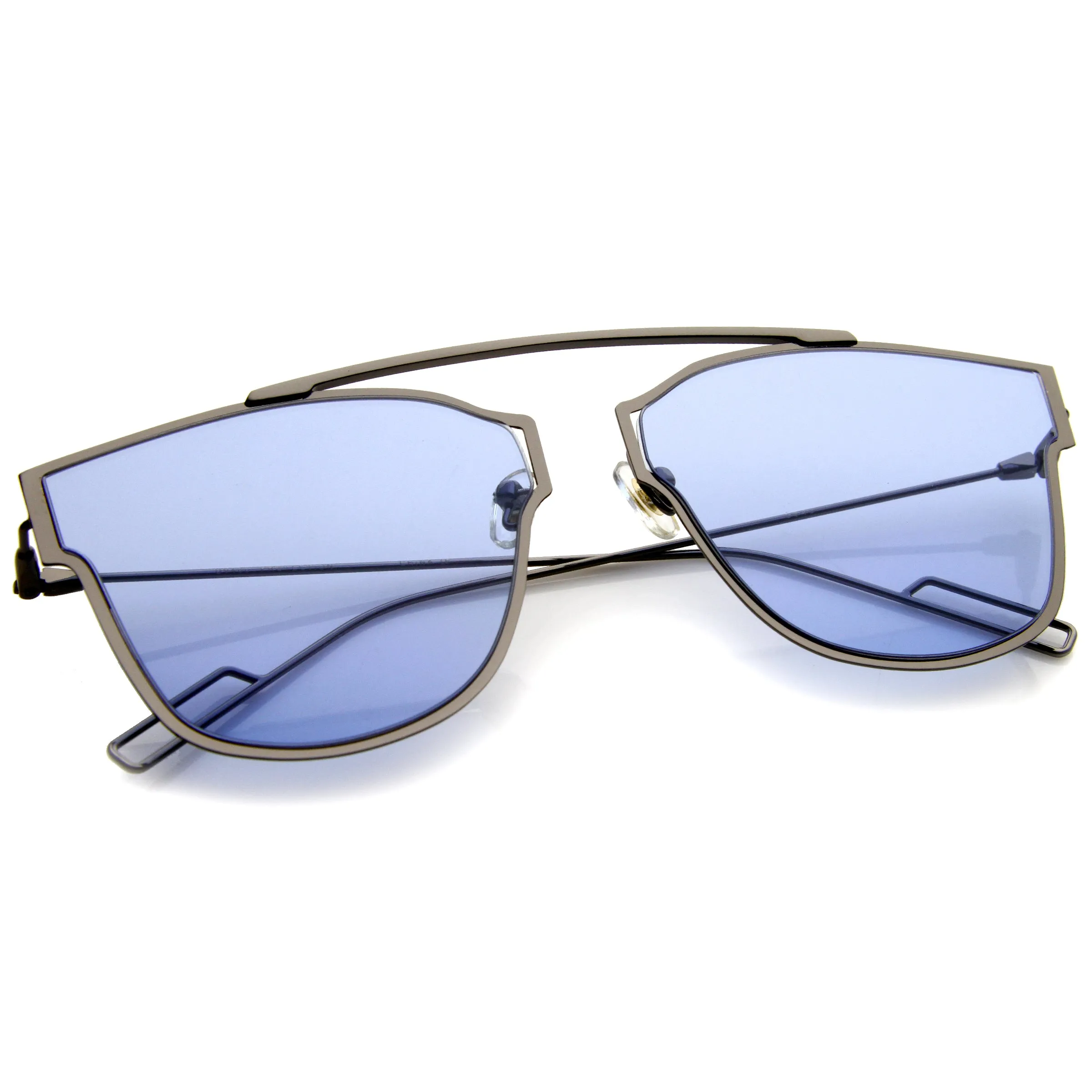 Modern Thin Wire Frame Flat Lens Pantos Sunglasses A353 sold by ZeroUV product image thumbnail 3