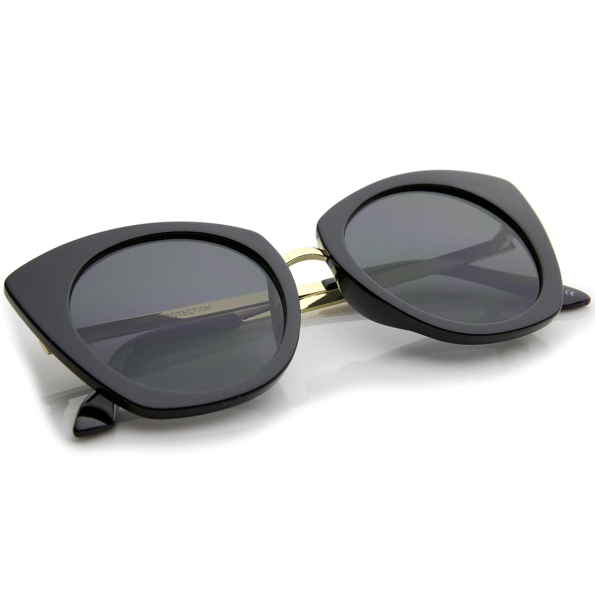 Women's Bold Round Metal Temple Cat Eye Sunglasses A526 sold by ZeroUV product image thumbnail 4