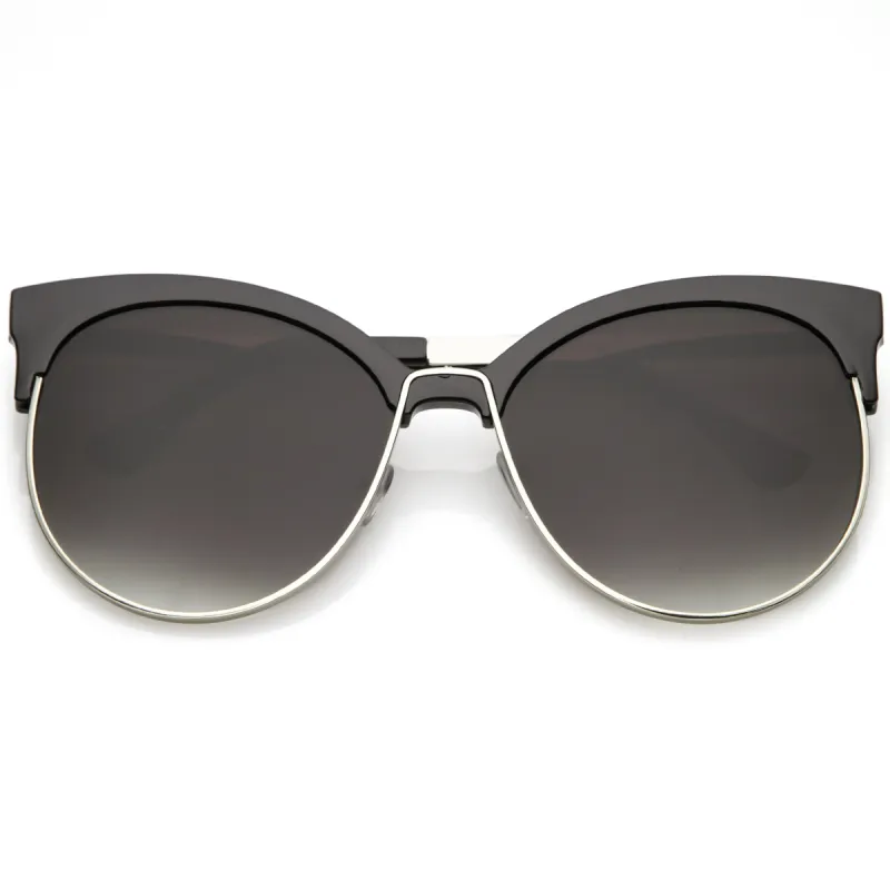 Women's Oversize Flat Lens Half Frame Cat Eye Sunglasses C327 sold by ZeroUV