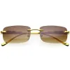 Luxe Jaguar Metal Plated Temple Rimless Vintage Square Sunglasses D244 sold by ZeroUV