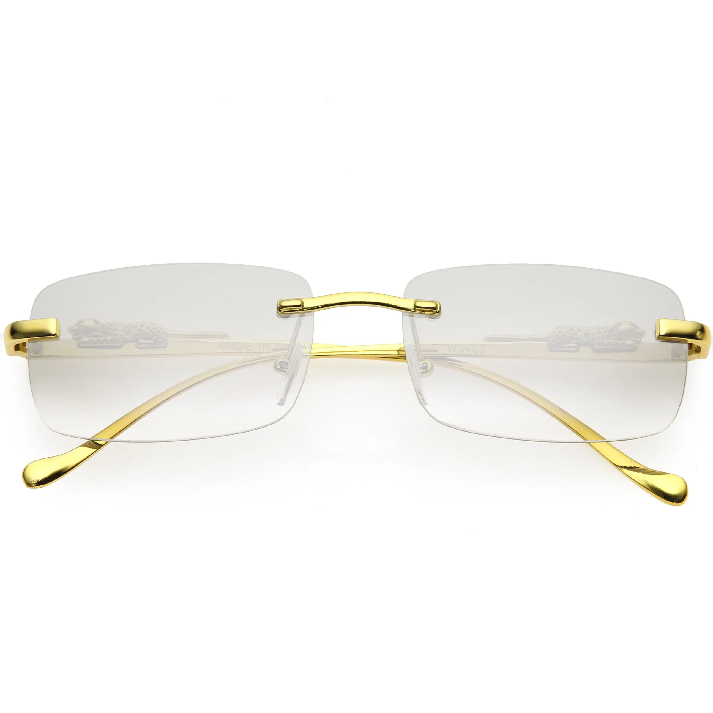 Luxe Jaguar Metal Plated Temple Rimless Vintage Square Sunglasses D244 sold by ZeroUV product image thumbnail 4
