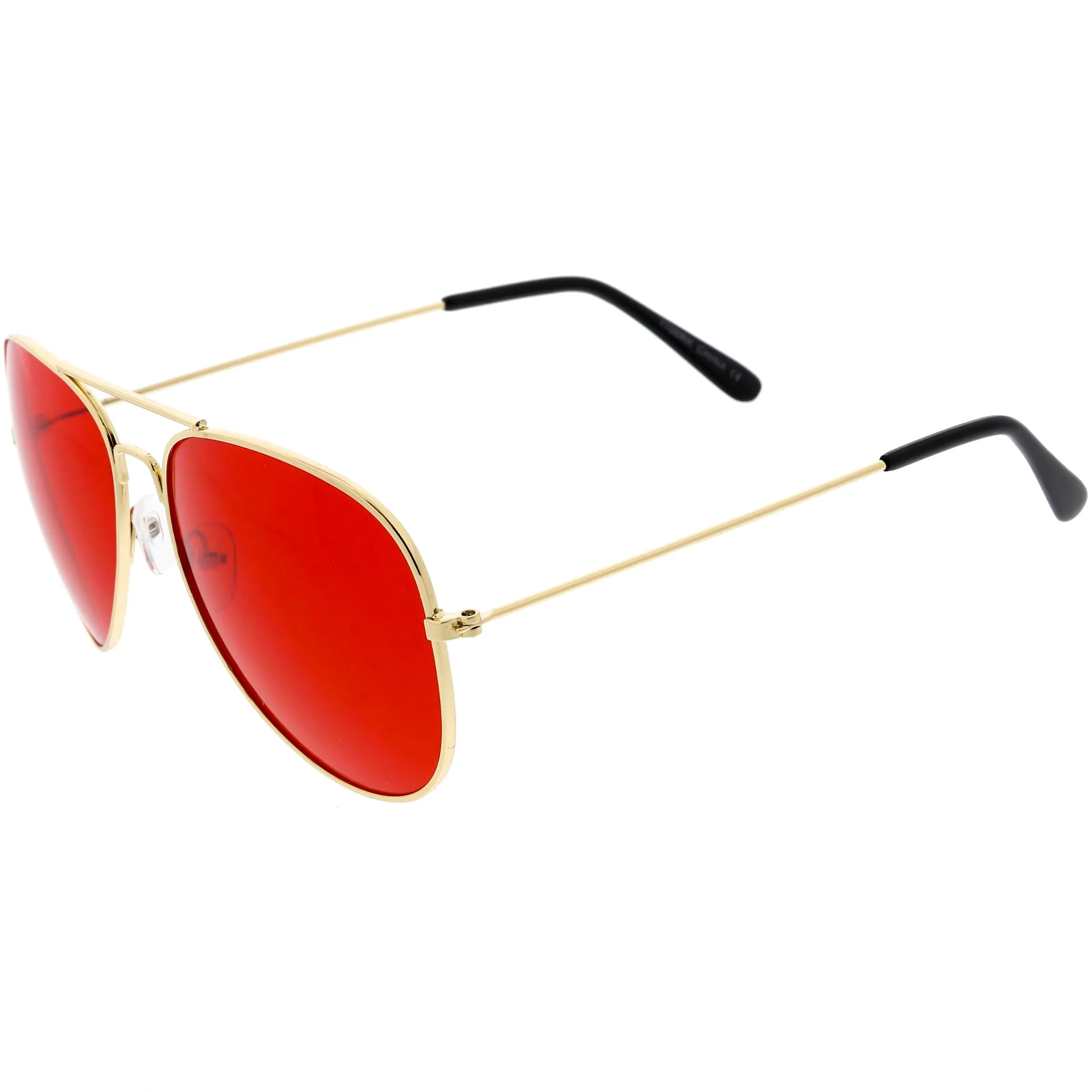 Retro Unisex Large Red Tinted Lens Metal Aviator Sunglasses C962 sold by ZeroUV product image thumbnail 3
