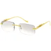 Luxe Jaguar Metal Plated Temple Rimless Vintage Square Sunglasses D244 sold by ZeroUV