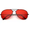Retro Unisex Large Red Tinted Lens Metal Aviator Sunglasses C962 sold by ZeroUV