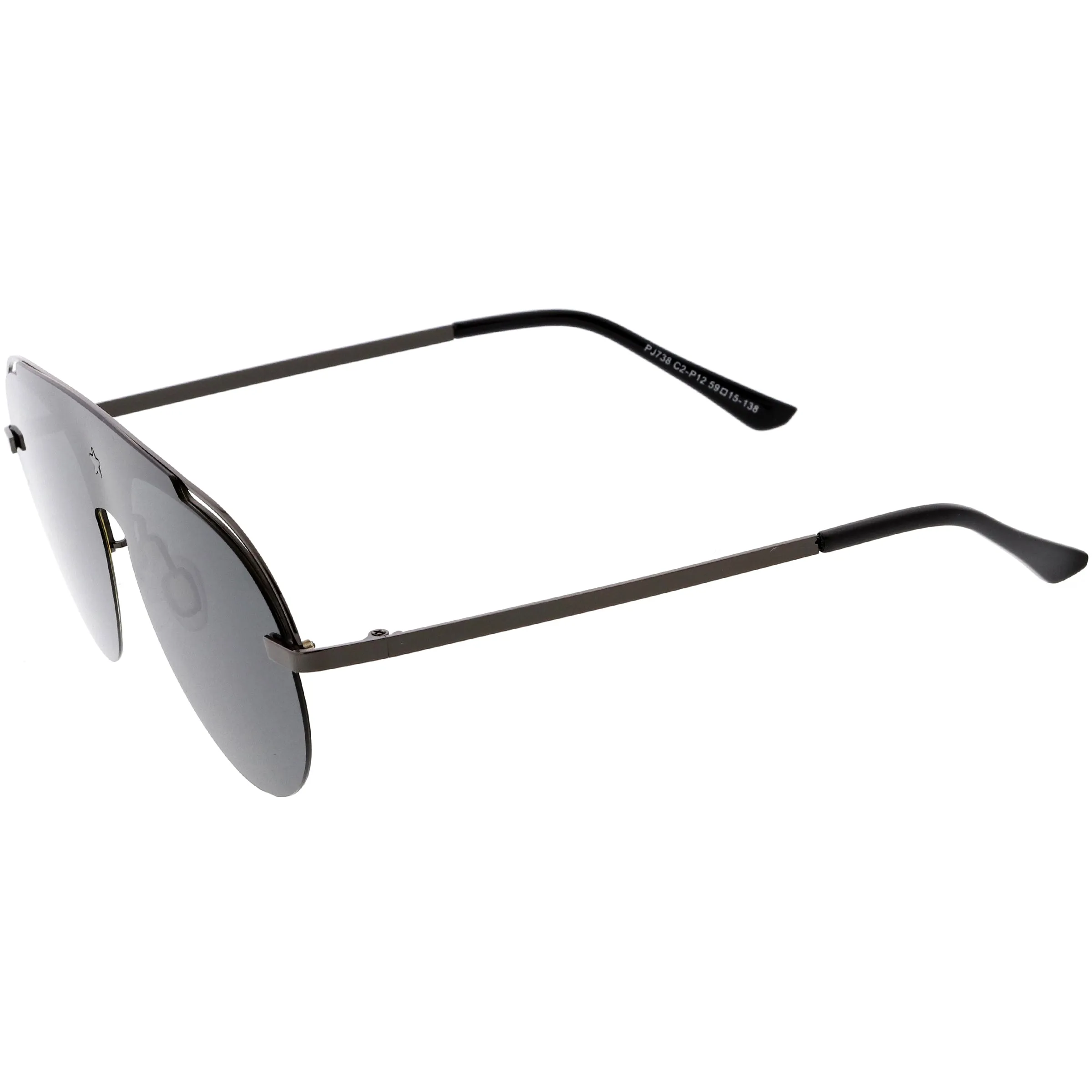Classic Pilot Metal Brow Bar Star Detail Semi-Rimless Polarized Aviator Sunglasses D007 sold by ZeroUV product image thumbnail 3