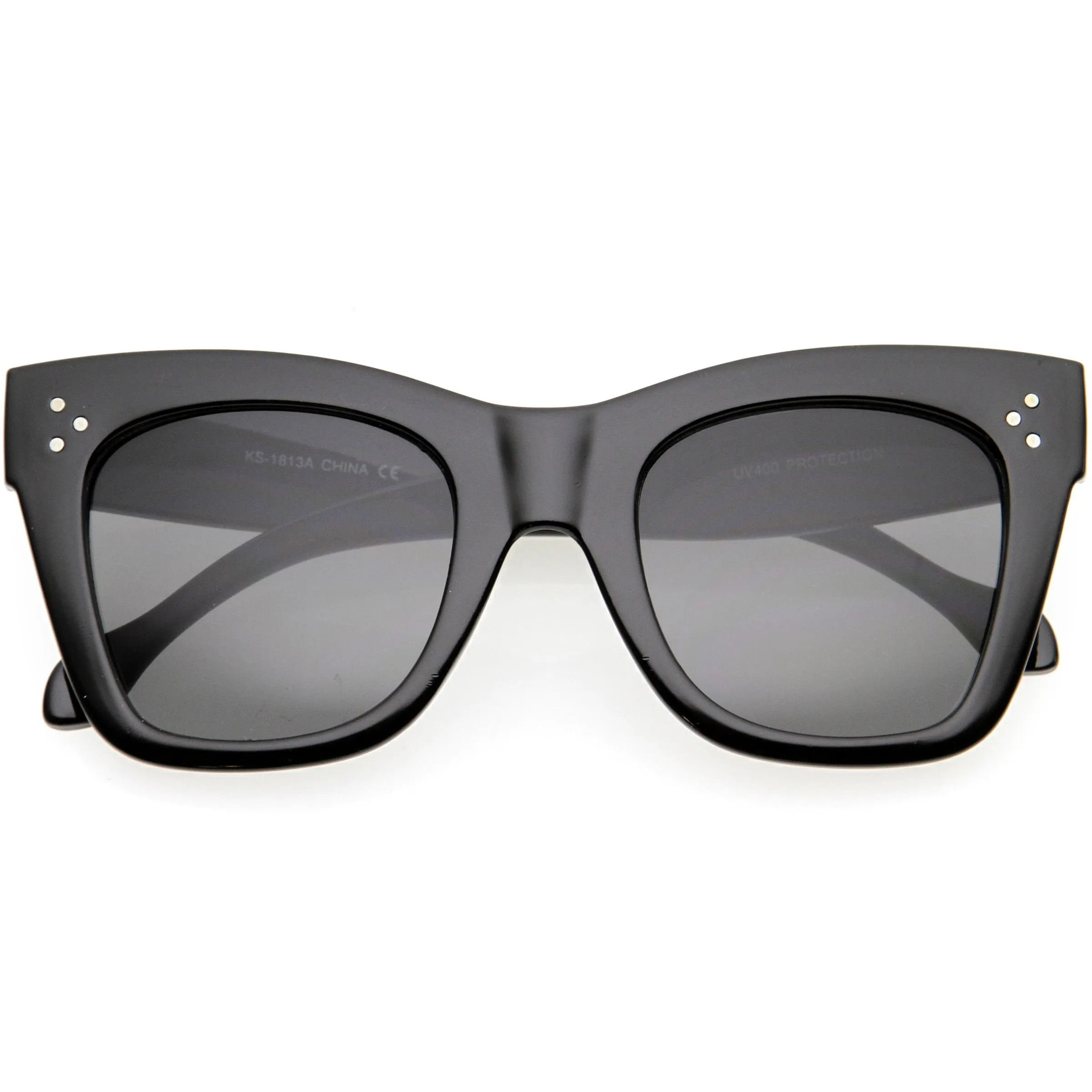 Women's Large Bold Horned Rim With Rivets Sunglasses C874 sold by ZeroUV
