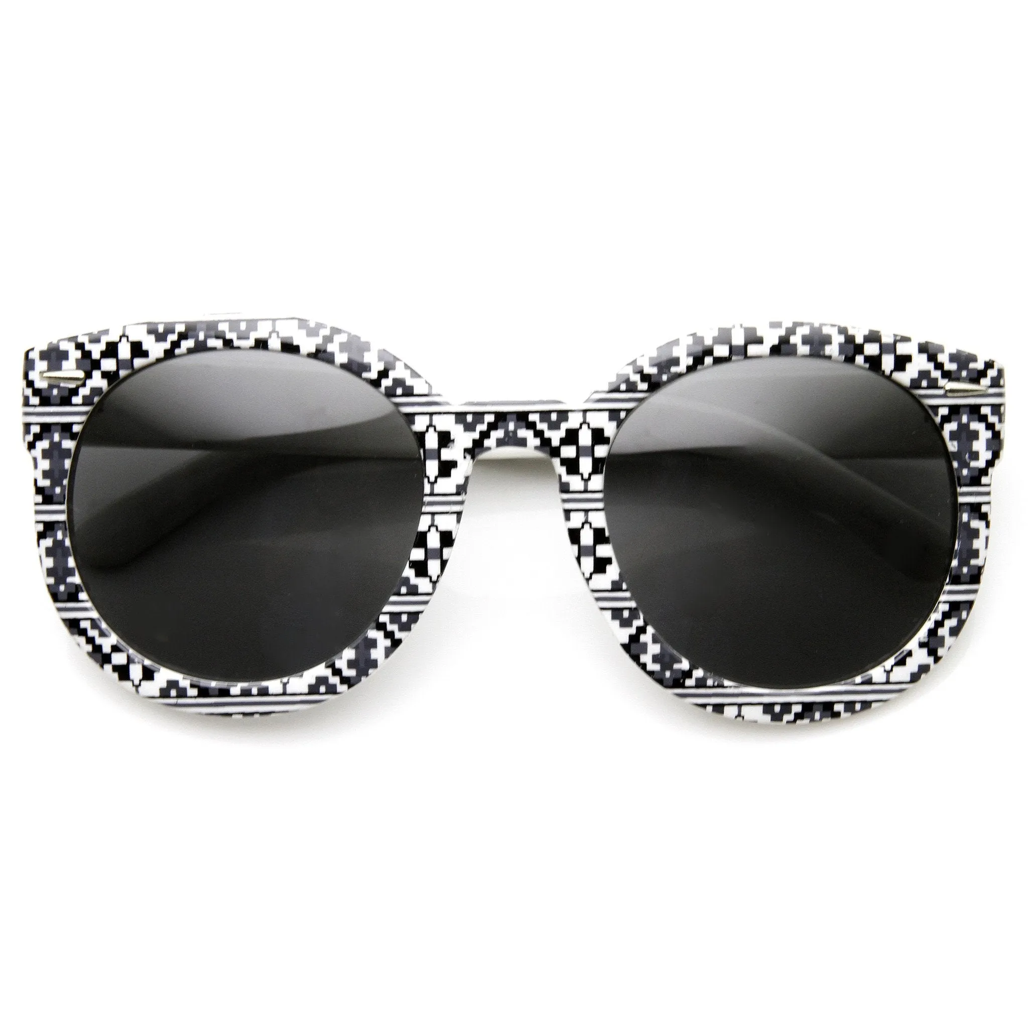 Women's Indie Fashion Oversize Round Native Print Sunglasses 9379 sold by ZeroUV