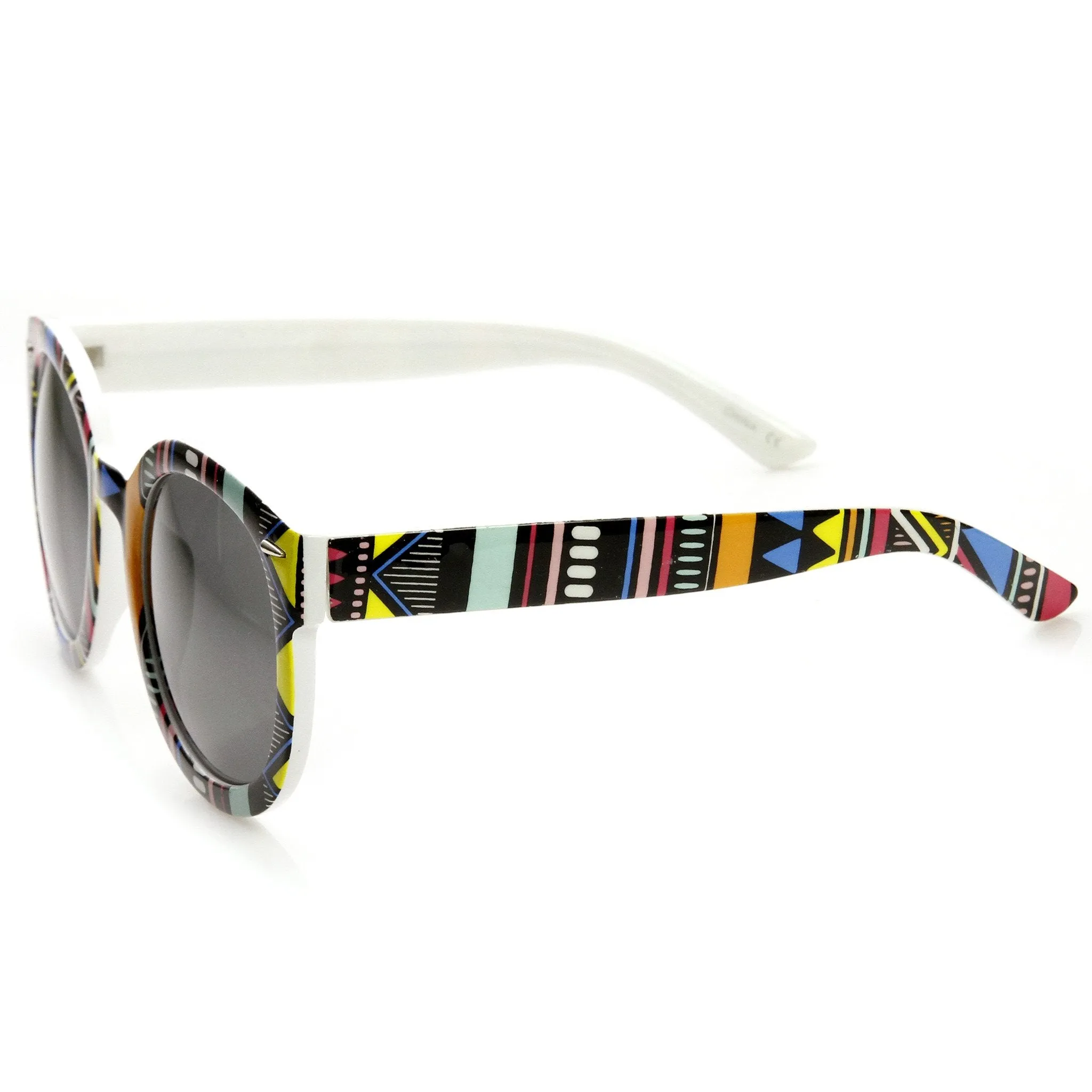 Women's Indie Fashion Oversize Round Native Print Sunglasses 9379 sold by ZeroUV product image thumbnail 5