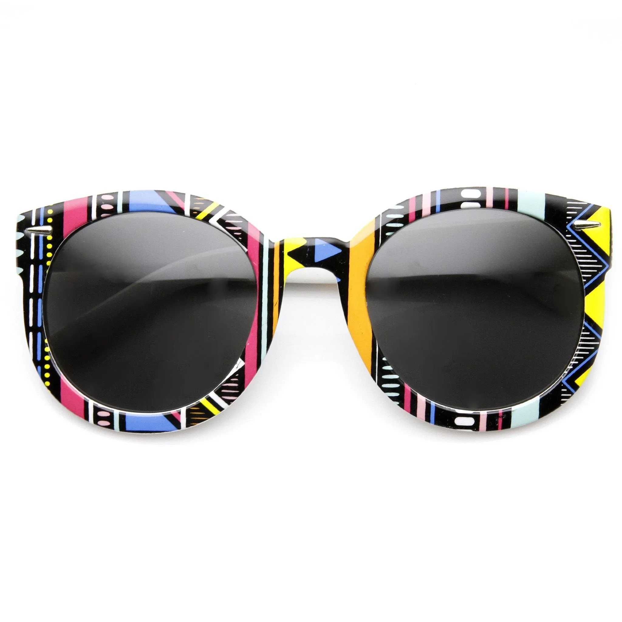 Women's Indie Fashion Oversize Round Native Print Sunglasses 9379 sold by ZeroUV product image thumbnail 3