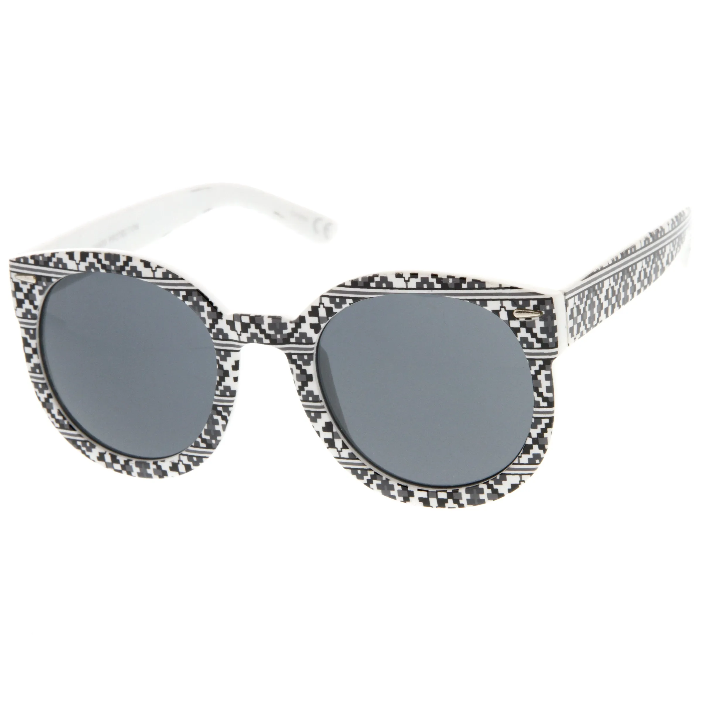 Women's Indie Fashion Oversize Round Native Print Sunglasses 9379 sold by ZeroUV product image thumbnail 2