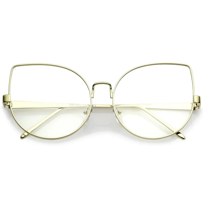 Women's Over Size Clear Flat Lens Cat Eye Glasses C302 sold by ZeroUV
