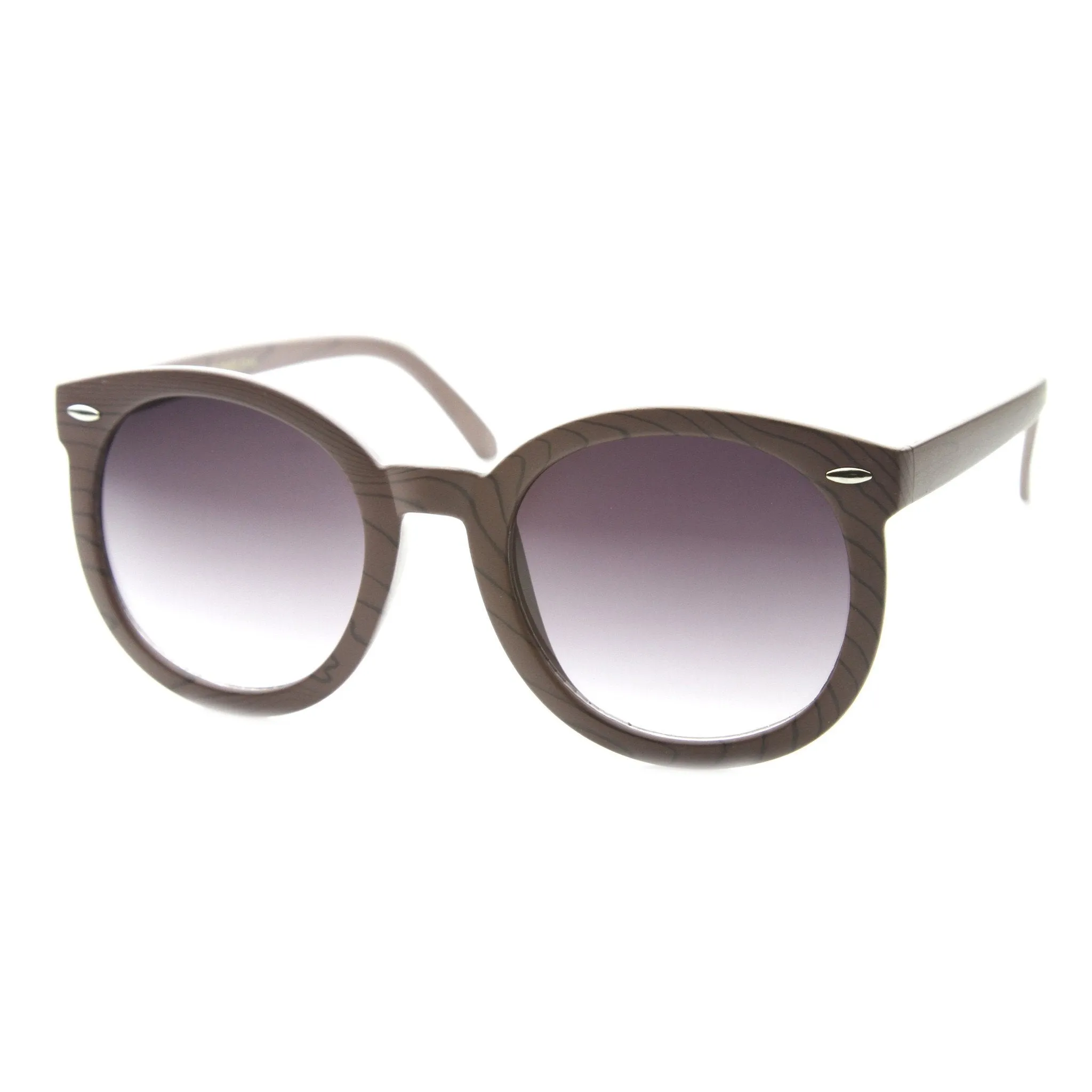 Women's Oversize Retro Round Wood Print Sunglasses 9642 sold by ZeroUV product image thumbnail 2