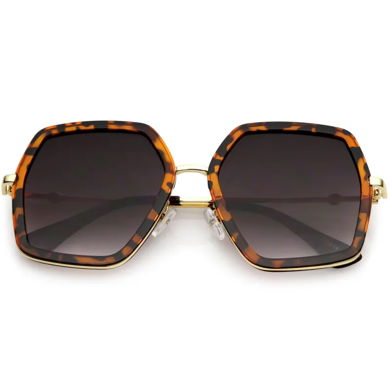 Women's Oversize Metal Fashion Flat Lens Geometric Sunglasses C527 sold by ZeroUV