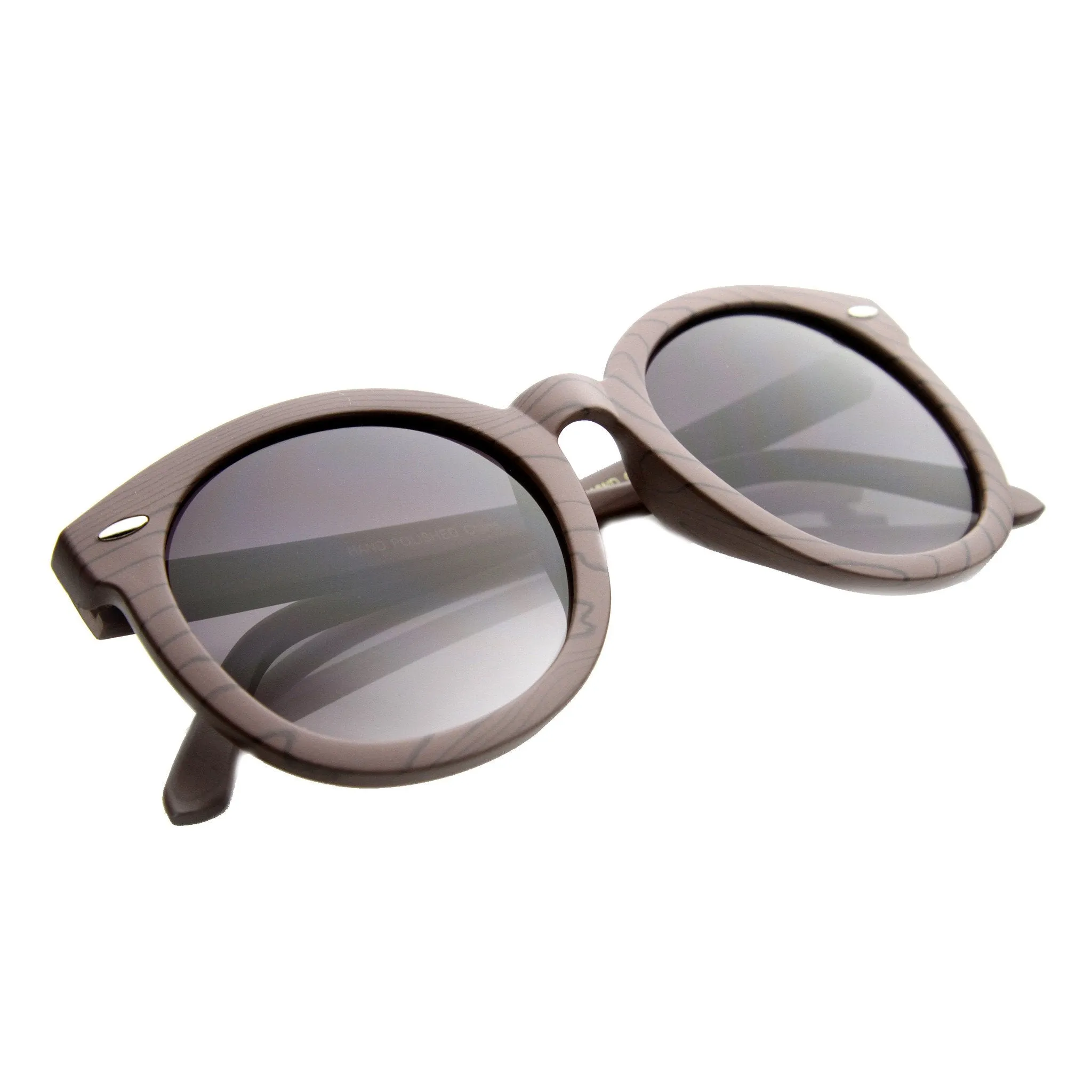 Women's Oversize Retro Round Wood Print Sunglasses 9642 sold by ZeroUV product image thumbnail 4