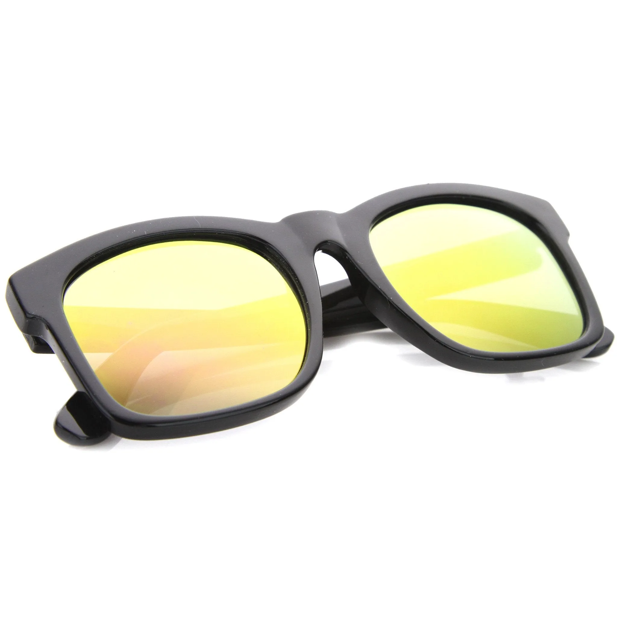 Oversize Modern Bold Horned Rim Mirror Lens Sunglasses A159 sold by ZeroUV product image thumbnail 4