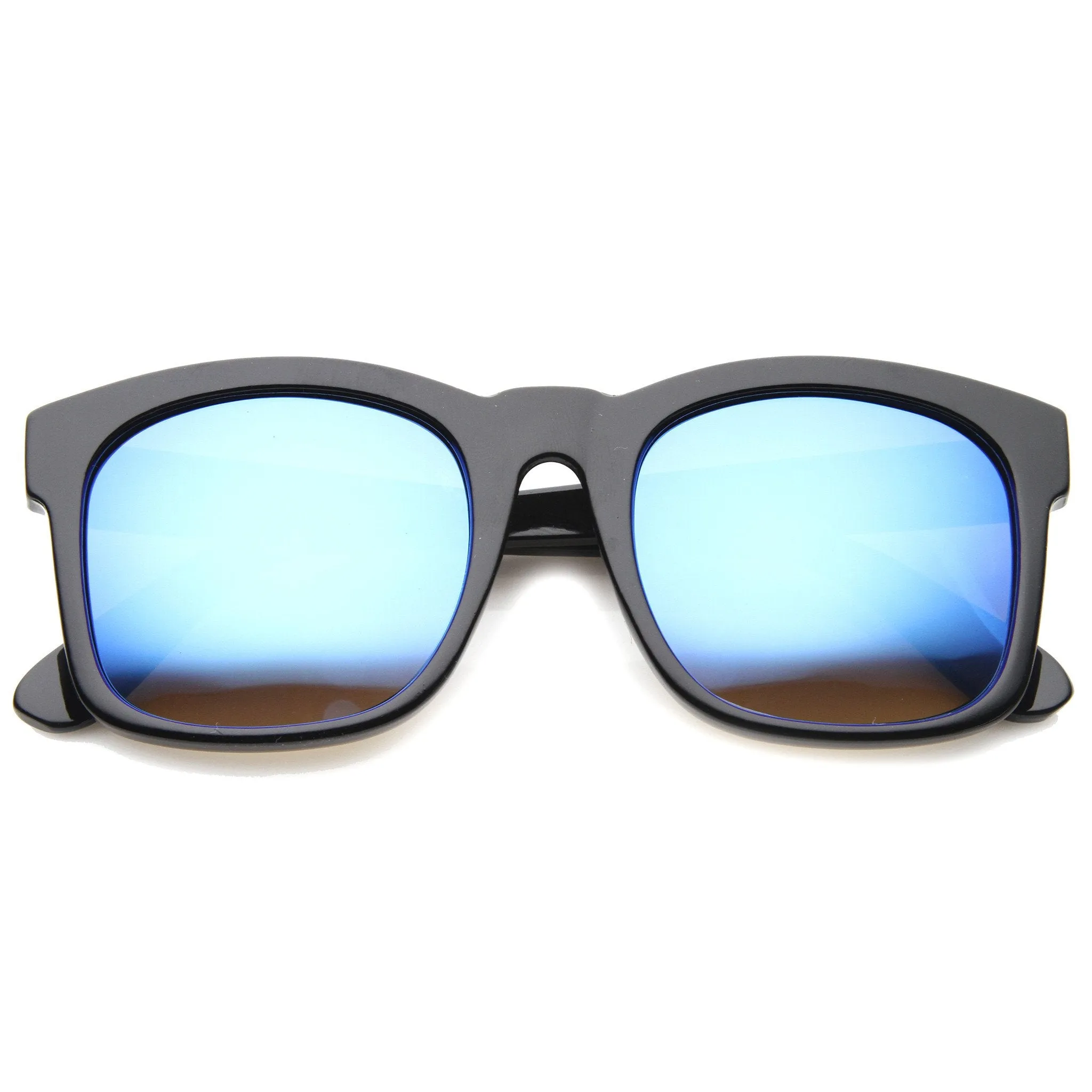 Oversize Modern Bold Horned Rim Mirror Lens Sunglasses A159 sold by ZeroUV product image thumbnail 5