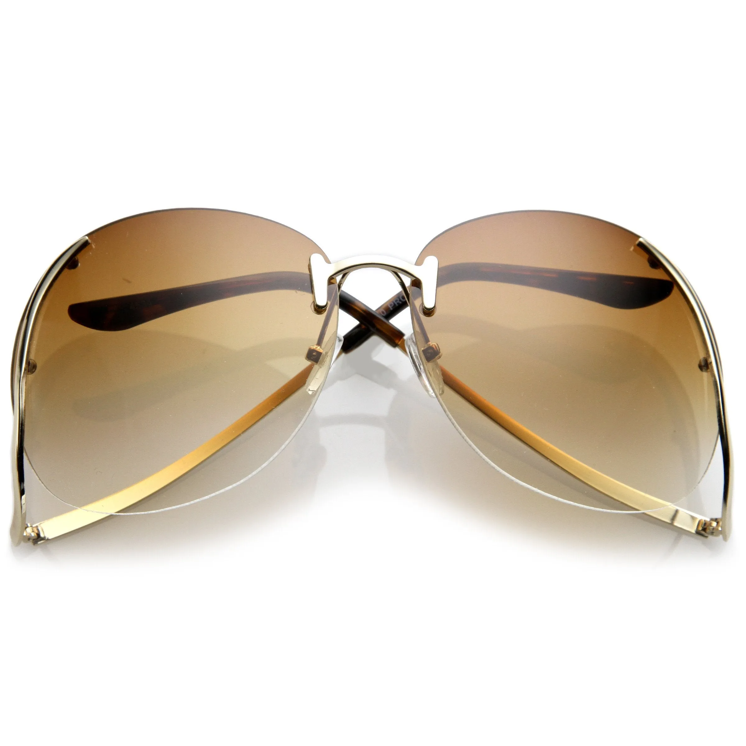 Oversize Women's Rimless Low Temple Gradient Lens Sunglasses C259 sold by ZeroUV product image thumbnail 5