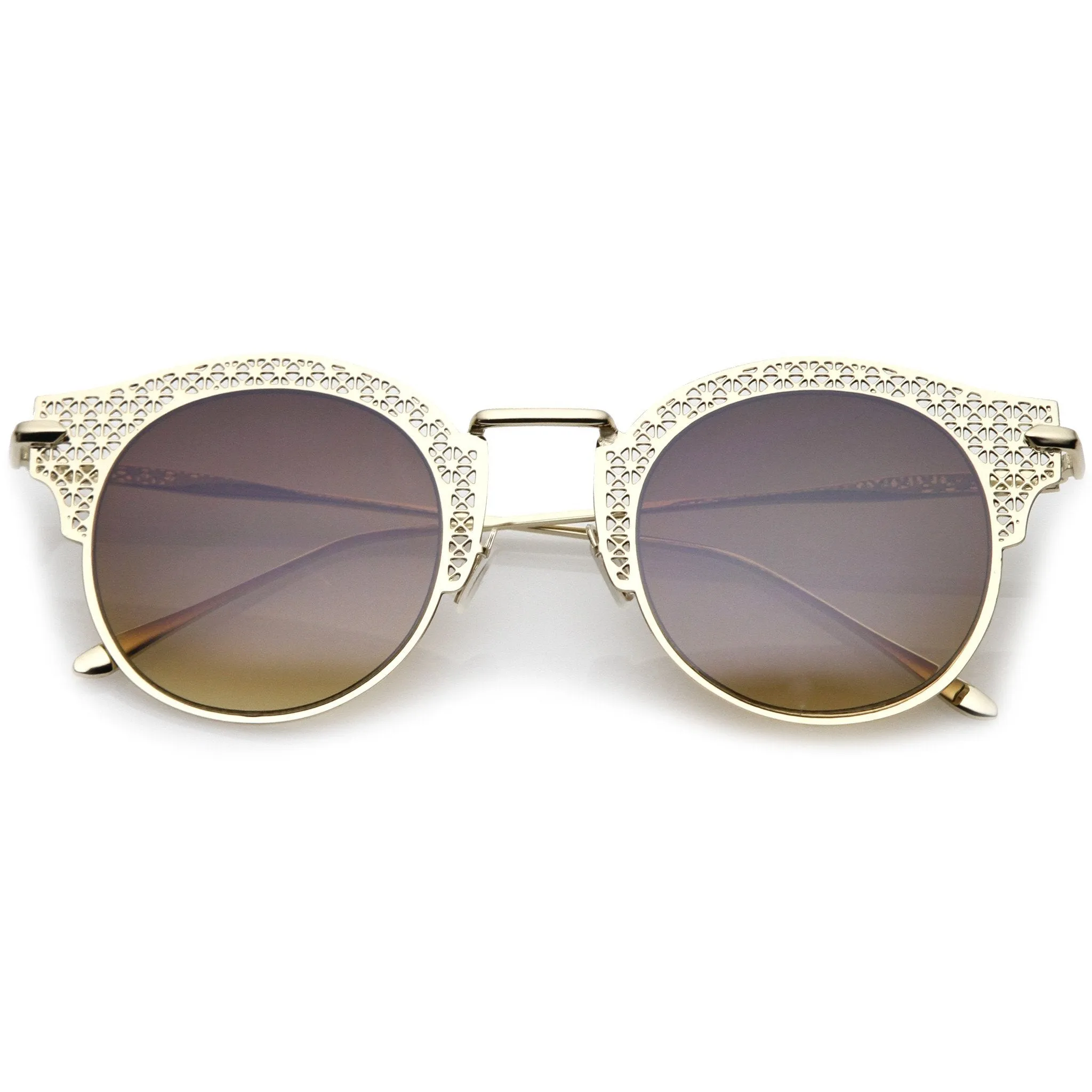 Women's Indie Laser Cut Horned Rim Metal Sunglasses A632 sold by ZeroUV product image thumbnail 3