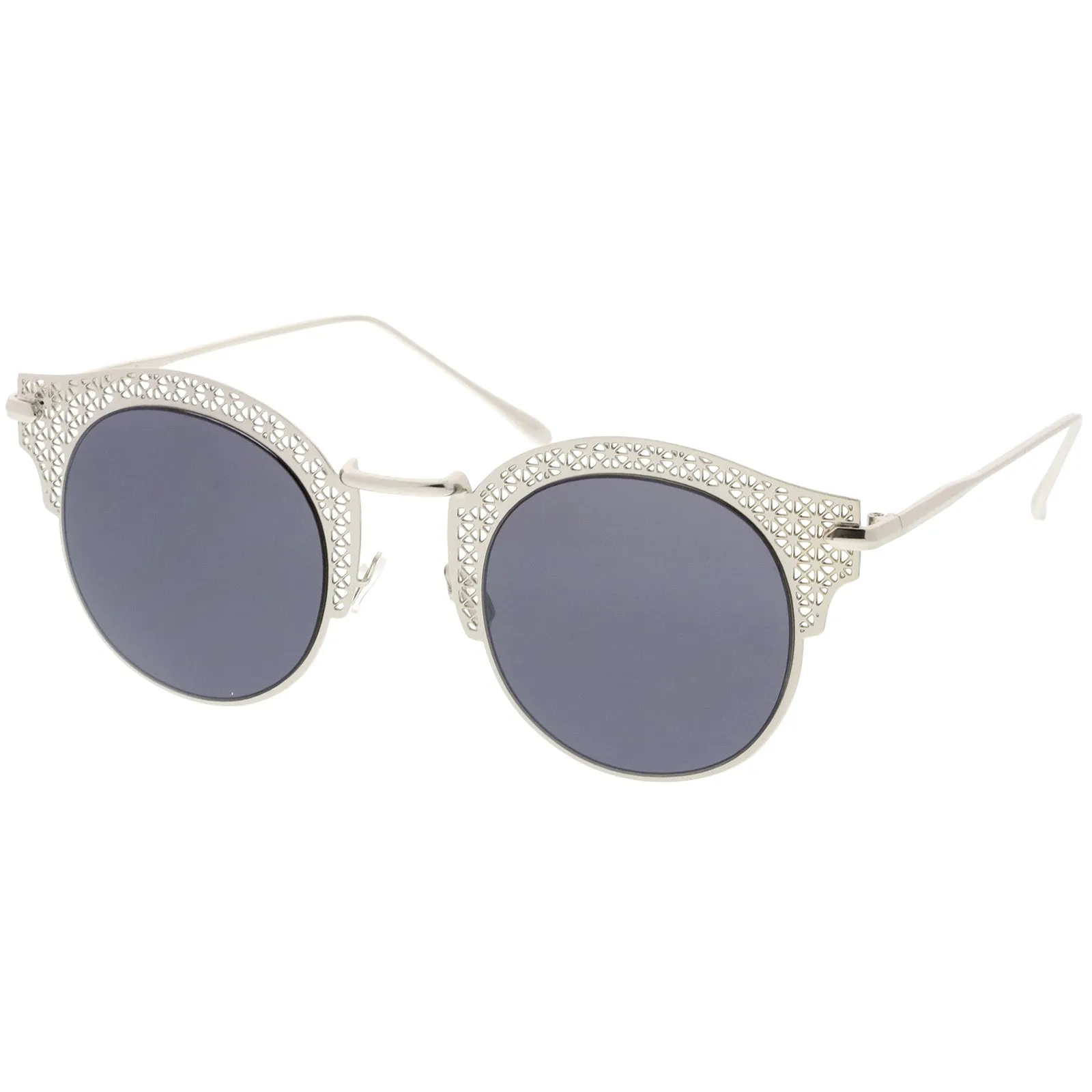 Women's Indie Laser Cut Horned Rim Metal Sunglasses A632 sold by ZeroUV product image thumbnail 2