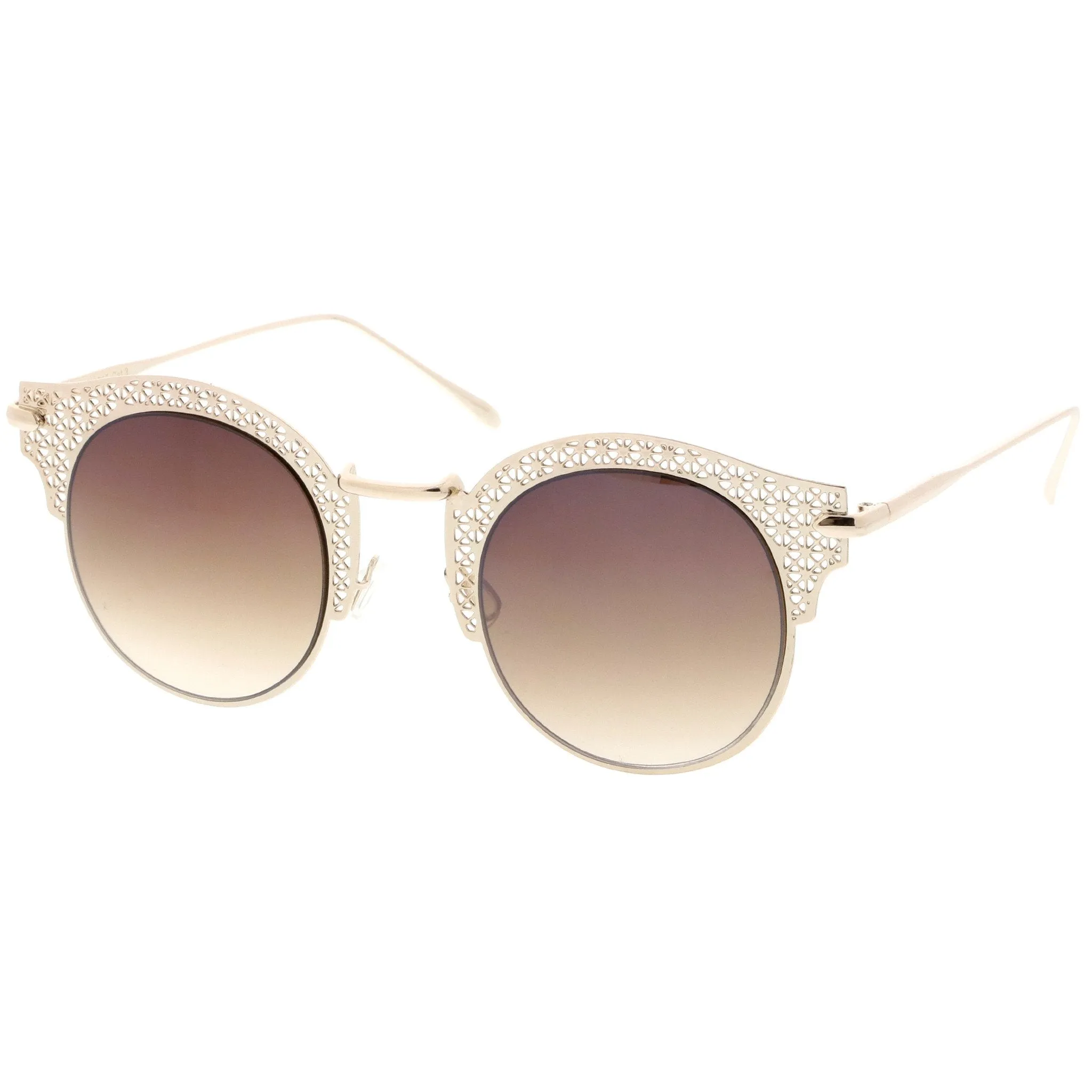 Women's Indie Laser Cut Horned Rim Metal Sunglasses A632 sold by ZeroUV product image thumbnail 4