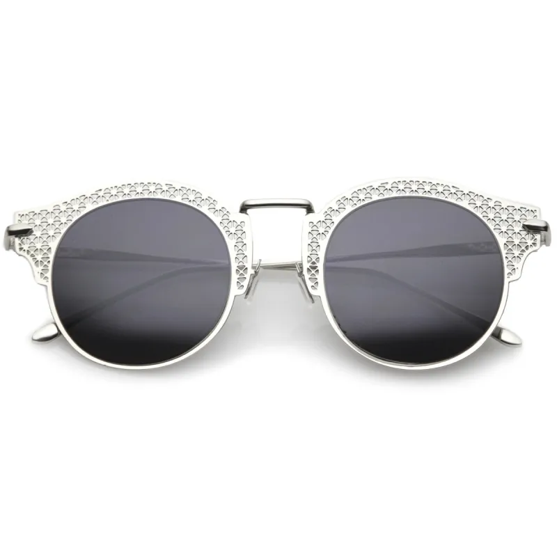 Women's Indie Laser Cut Horned Rim Metal Sunglasses A632 sold by ZeroUV