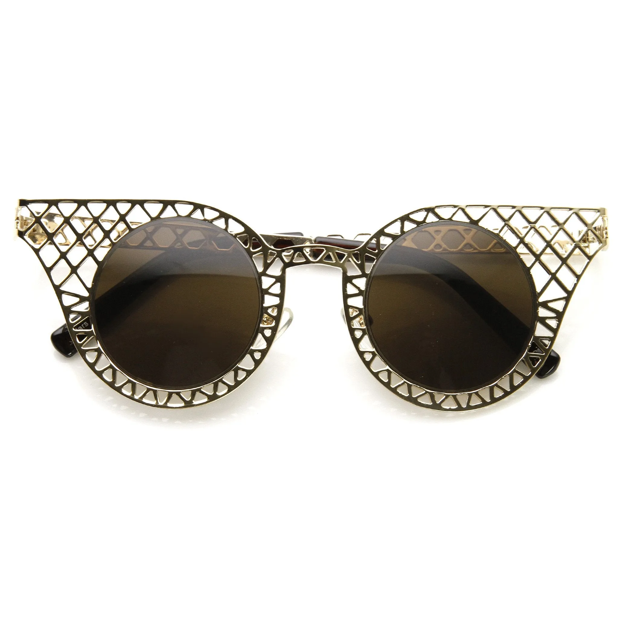 Women's Indie Round Cat Eye Laser Cut Metal Sunglasses 9315 sold by ZeroUV product image thumbnail 3