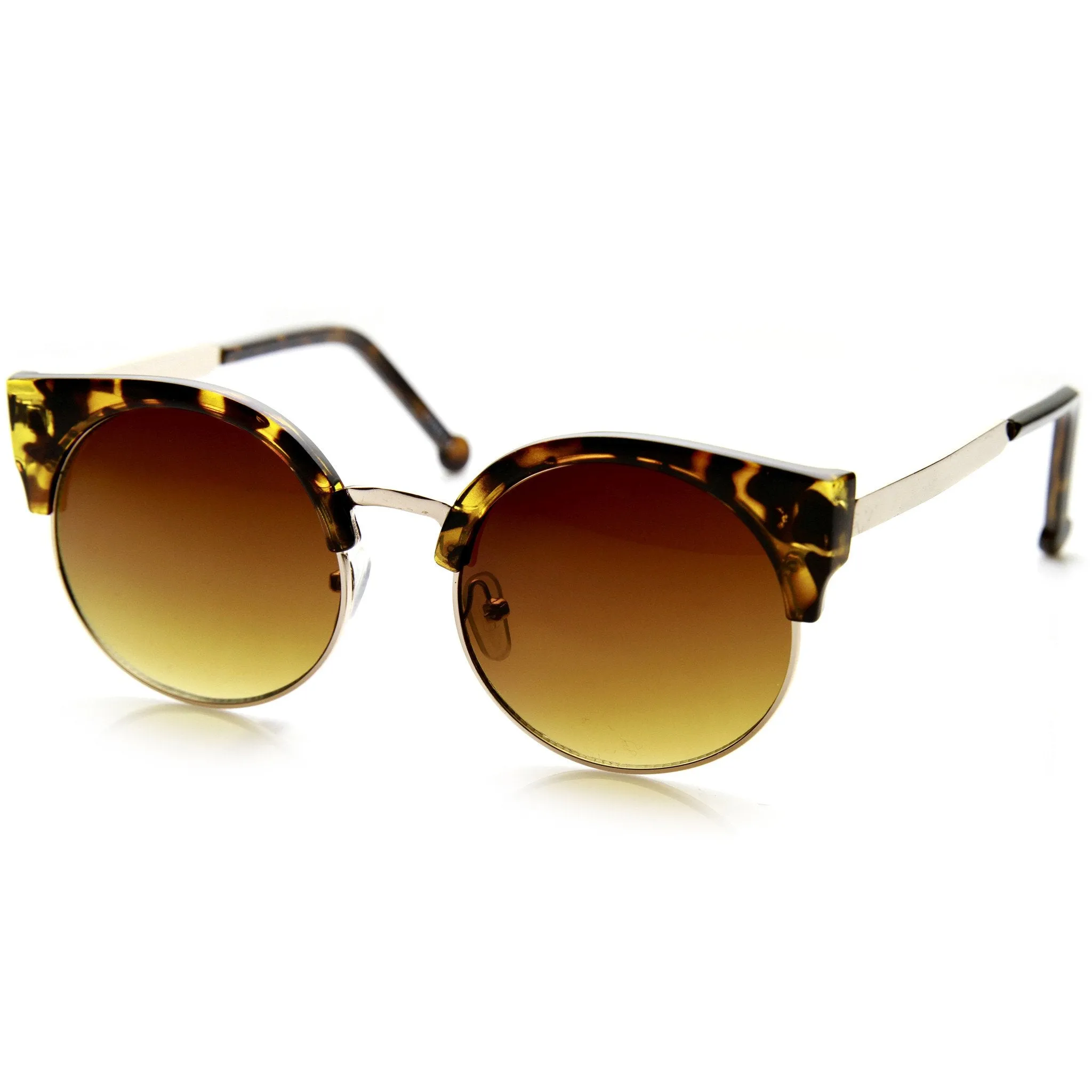 Women's Vintage Inspired Half Frame Round Cat Eye Sunglasses 9494 sold by ZeroUV product image thumbnail 4