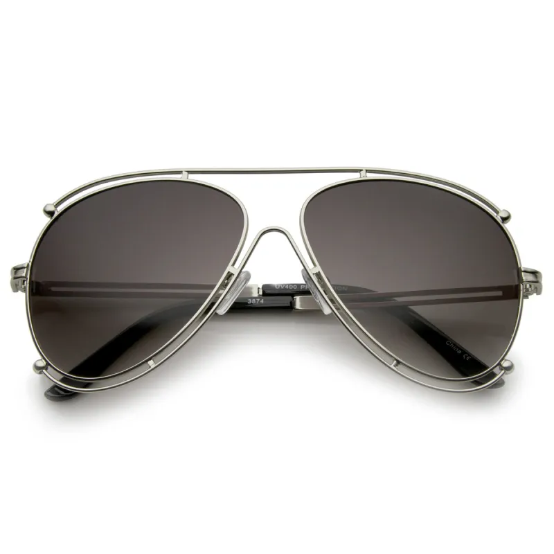 Oversize Modern Dual Wire Frame Aviator Sunglasses A327 sold by ZeroUV