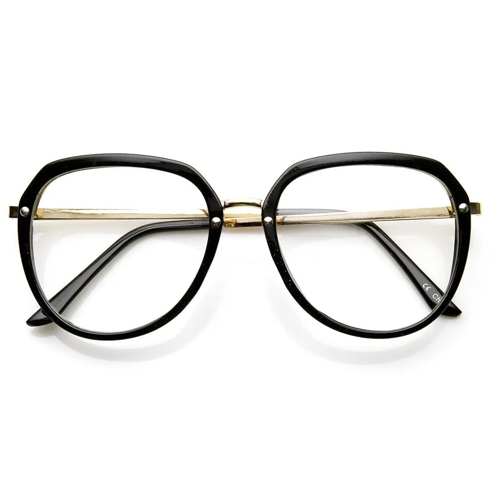 Womens 1980's Fashion Retro Clear Lens Oversize Glasses 9295 sold by ZeroUV product image thumbnail 4