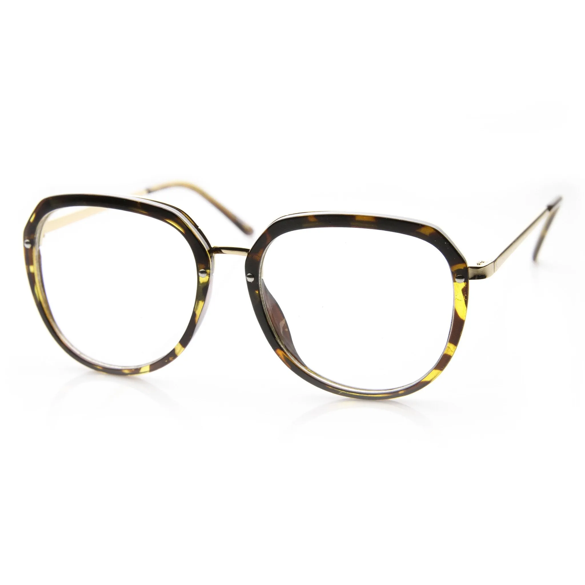 Womens 1980's Fashion Retro Clear Lens Oversize Glasses 9295 sold by ZeroUV product image thumbnail 2