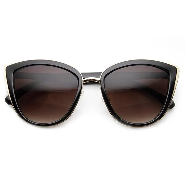 Designer Womens Oversize Metal Plastic Cat Eye Sunglasses 9207 sold by ZeroUV