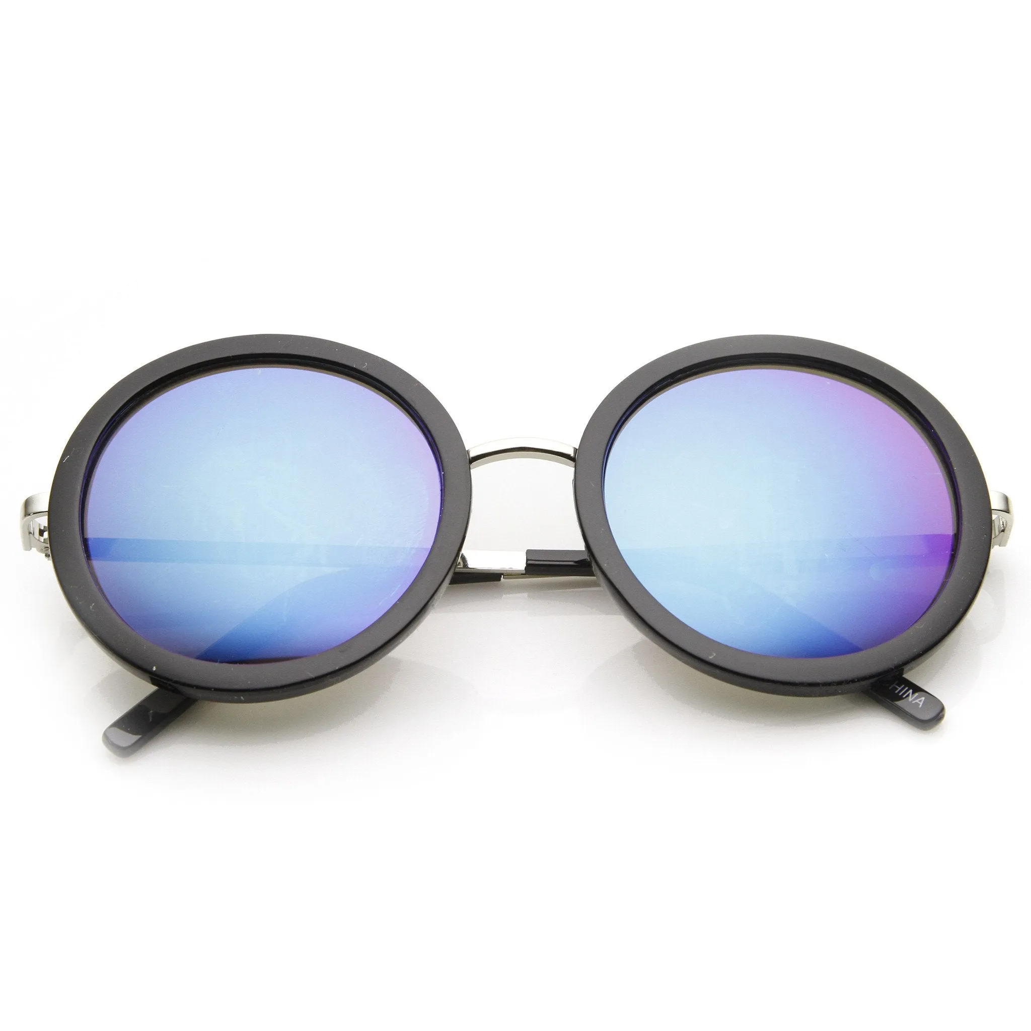 Women's Oversize Round Fashion Mirror Lens Sunglasses 9187 sold by ZeroUV product image thumbnail 3