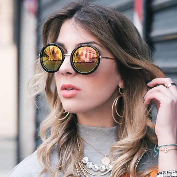Women's Oversize Round Fashion Mirror Lens Sunglasses 9187 sold by ZeroUV product image thumbnail 2